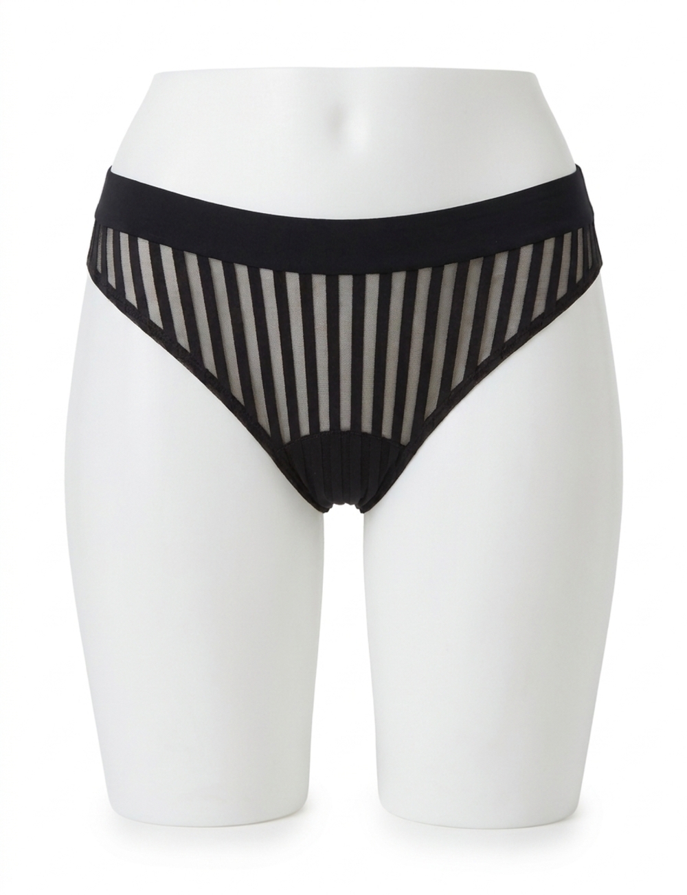 NEW COMMANDO stripped mesh stripe thong panty in black